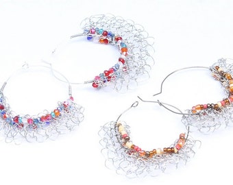 Wire Crochet Earrings/ Jewelry/ Hoops/ Crystals/ Sterling Silver/ Gold/ Stainless Steel/ Multicolors