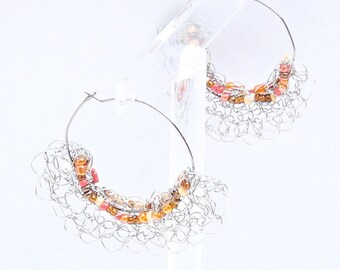 Wire Crochet Earrings/ Dangle/ Hoops/ Crystals/ Sterling Silver/ Gold/ Stainless Steel/ Multicolors