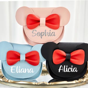 Personalized Minnie Mouse Purse Custom Mini Leather Toddler Purse Girls Mouse Purse Kids crossbody bag Birthday Gift Little Girl Gift