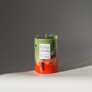 Vela Gelada de Morango com Matcha Latte | Morango com Matcha Latte | Vela Aromática | Feita à Mão | Cubos de Gelo