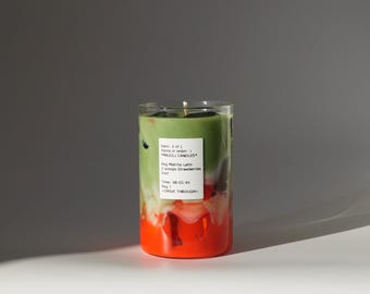 Iced Strawberry Matcha Latte Kaars I Aardbei Matcha Latte I Geurkaars I Handgemaakt I Eierblokjes