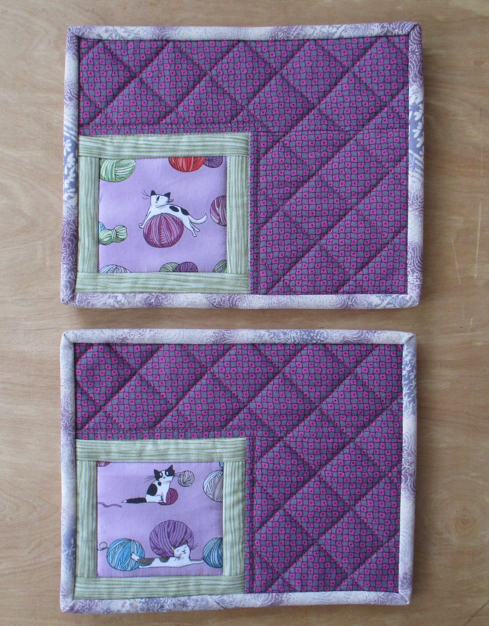 Quilted Mug Rug cats Playing With Yarn Small Etsy