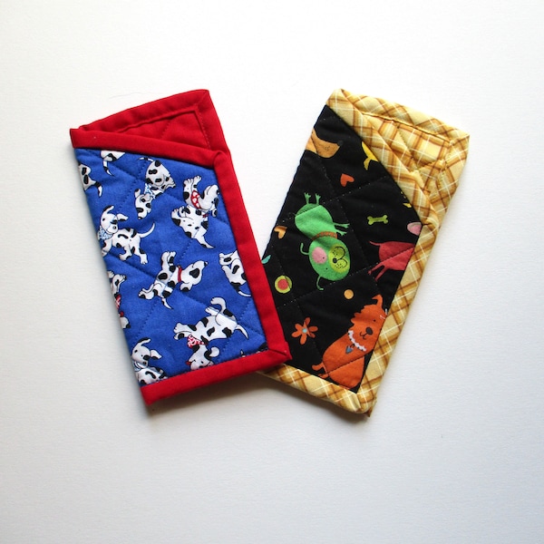 Quilted Eyeglass Cases "Funny Dogs" Small Eyeglass Pouch, Eyeglass Pocket, Eyeglass Holders, Quiltsy Team