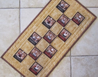 Patchwork Table Runner "Savor the Flavor" Food Aficionado, Baristo fun, Rectangular Table Topper, Small Dining Table Mat, Quiltsy Handmade
