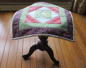 Small Square Table Mat "Love My Doggy Mug Rug"  Quiltsy Handmade, Small Placemat, Mini Quilt