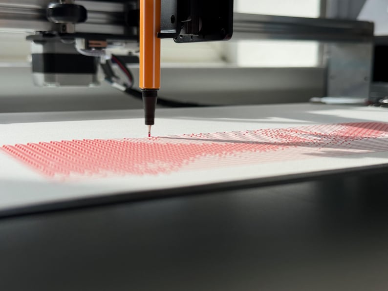 Personalised Portrait—a4 Wave Pen Plotter Art—machine-drawn Decor 2 ...