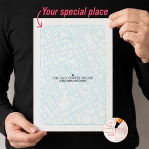 パーソナライズされた地図のお祝いギフト - A4ペンプロッターアート - 機械描画の装飾モノクロカスタム新築祝いプリントユニークな地図デザイン