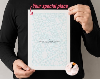 Personalised map celebratory gift—A4 pen plotter art—Machine-drawn decor monochrome custom housewarming print unique cartography design