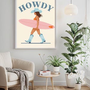 Coastal Cowgirl Digital Print, Western Art Printable, Cowgirl Wall Decor, Beach Art, Instant Download, Home Decor, Girls Nursery Wall Art