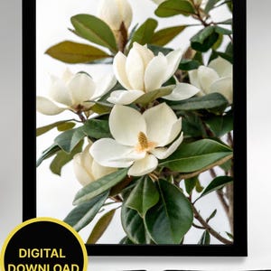 White Magnolia Oil Painting: Spring Flower Bouquet (Digital Download