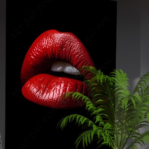 Red Lips Pop Art Print: Minimalist Glamour Decor (Digital Download A0 Size 300 DPI )