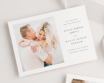 Photo Save the Date Cards - Sloan Save the Date - Deposit - Wedding Save the Dates - Script, Gray Wedding, Classic, Elegant, Romantic