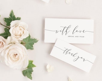 Romantic Calligraphy Wedding Favor Tags - 2x4", 1.5x3.5", or 2x2" - Gift Tags