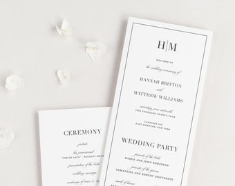 Glam Monogram Wedding Program: Ceremony Booklet or Flat Panel