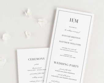 Glam Monogram Wedding Programs - Deposit - Ceremony Program - Event Program - Booklet Program - Square Program - Flat Program