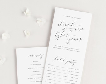 Romantic Calligraphy Wedding Programs - Deposit - Ceremony Program - Event Program - Booklet Program - Square Program - Flat Program