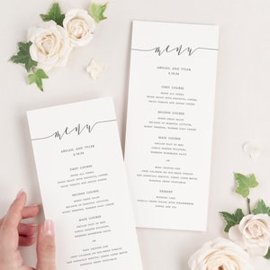 Menu First Course Layout Romantic Calligraphy Wedding Menus: Elegant Event Decor - Etsy