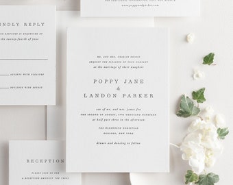 Poppy Letterpress Wedding Invitations - Deposit