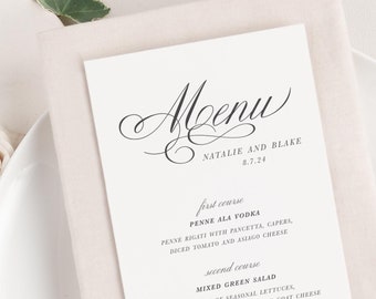 Classic Script Dinner Menus - Wedding Menus - Event Menus