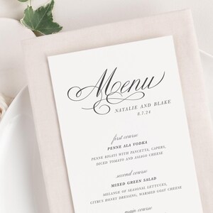 Classic Script Dinner Menus Wedding Menus Event Menus image 1