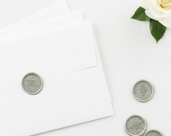 Silver Wax Seals - Peel and Stick Seals - Seal Stickers - Envelope Seal - Metallic Seals - Wedding Invite - Invite Seals - Wax Seal