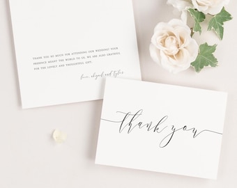 Romantic Calligraphy Wedding Thank You Cards - Wedding Thank You Notes - Wedding Thank Yous