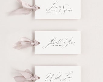 Alyssa Wedding Favor Tags - 2x4", 1.5x3.5", or 2x2" - Gift Tags