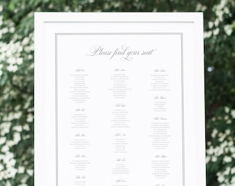 Simply Classic Wedding Seating Chart - 20x30" or 24x36" - Seating Chart for Wedding