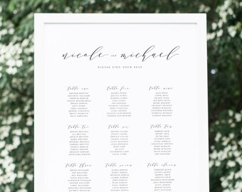 Nicole Wedding Seating Chart - 20x30" or 24x36" - Seating Chart for Wedding