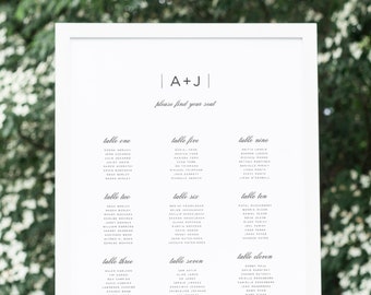 Sophisticated Modern Wedding Seating Chart - 20x30" or 24x36" - Seating Chart for Wedding