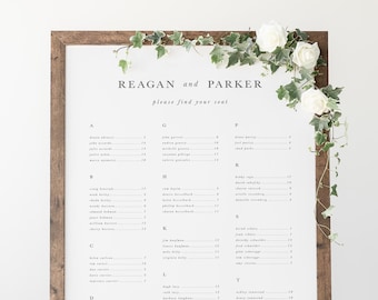 Reagan Wedding Seating Chart - 20x30" or 24x36" - Seating Chart for Wedding