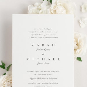 Zarah Wedding Invitations Sample Timeless, Classic Invite, Pink, Rose Gold, Ribbon, Vellum, Neutral, Script, Formal, Custom Styling image 1