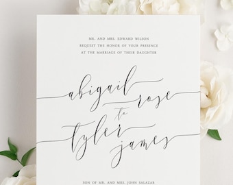 Romantic Calligraphy Wedding Invitations - Sample