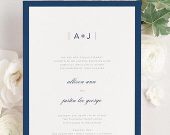 Navy Wedding Invitation Sample: Sophisticated Modern