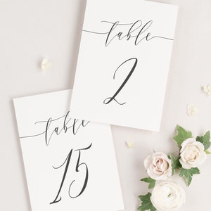 Romantic Calligraphy Table Numbers 4x6 Wedding Table Numbers image 1