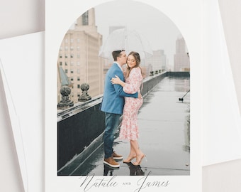 Photo Save the Date Cards - Natalie Save the Date - Deposit - Wedding Save the Date - Script, Elegant, Romantic, Classic, Simple, Timeless