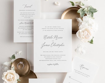 Natalie Letterpress Wedding Invitations - Deposit