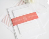 Coral Wedding Invitation - Peach, Pink, Blush, Orange, Monogram, Modern - Wedding Invitation - Chic Monogram Design - Sample Set