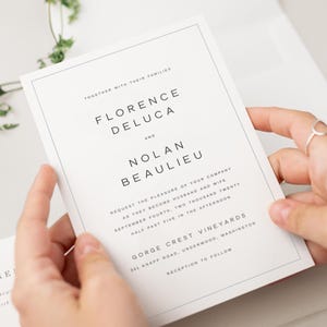 Dusty Blue Wedding Invitations - Deposit | Custom Printed | Choice of Paper, Color, Ribbon, Vellum, Wax Seals, Envelopes | Florence Design