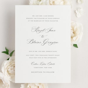 Hazel Wedding Invitation Deposit Script Invite, Calligraphy, Traditional, Classic, Timeless, Ribbon, Blue Wedding, Cloud, Vellum image 8