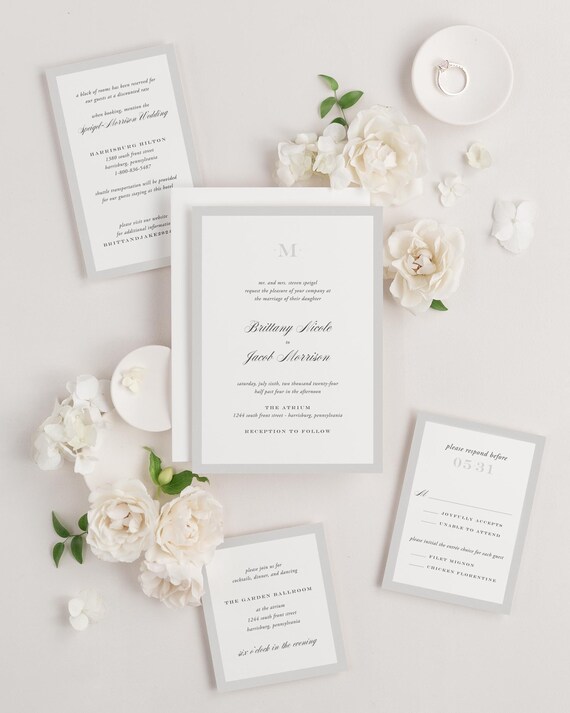 Monogram wedding cheap invitations