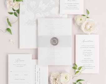 Vellum Wedding Invitations: Light Gray Wax Seal, Alyssa Design