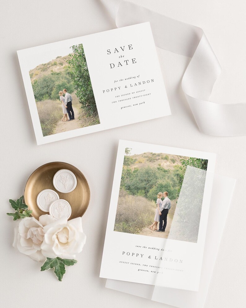 Poppy photo save the date card