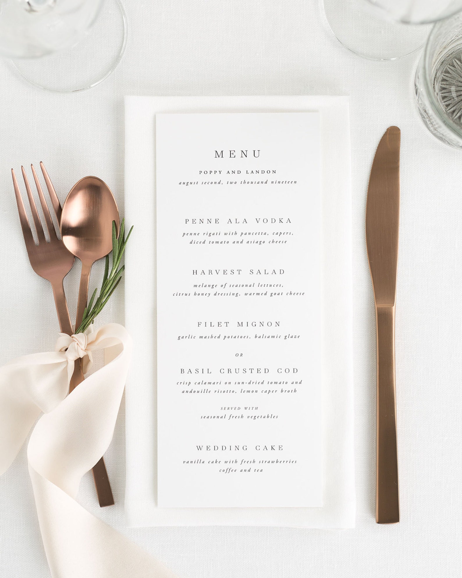 Poppy Dinner Menus Deposit Etsy