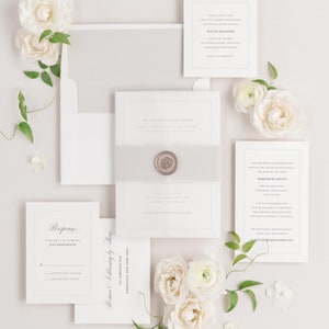 Simply Classic Wedding Invitations Sample Script Invite, Elegant, Classic, Timeless, Ribbon, Green, Stone, Border, Custom Styling, Deco image 6