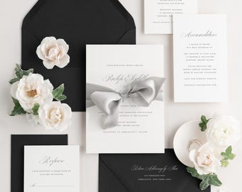 Black and White Wedding Invitations - Deposit | Choice of Colors, Paper, Envelopes & Embellishments | Work with a Designer | Penelope Design
