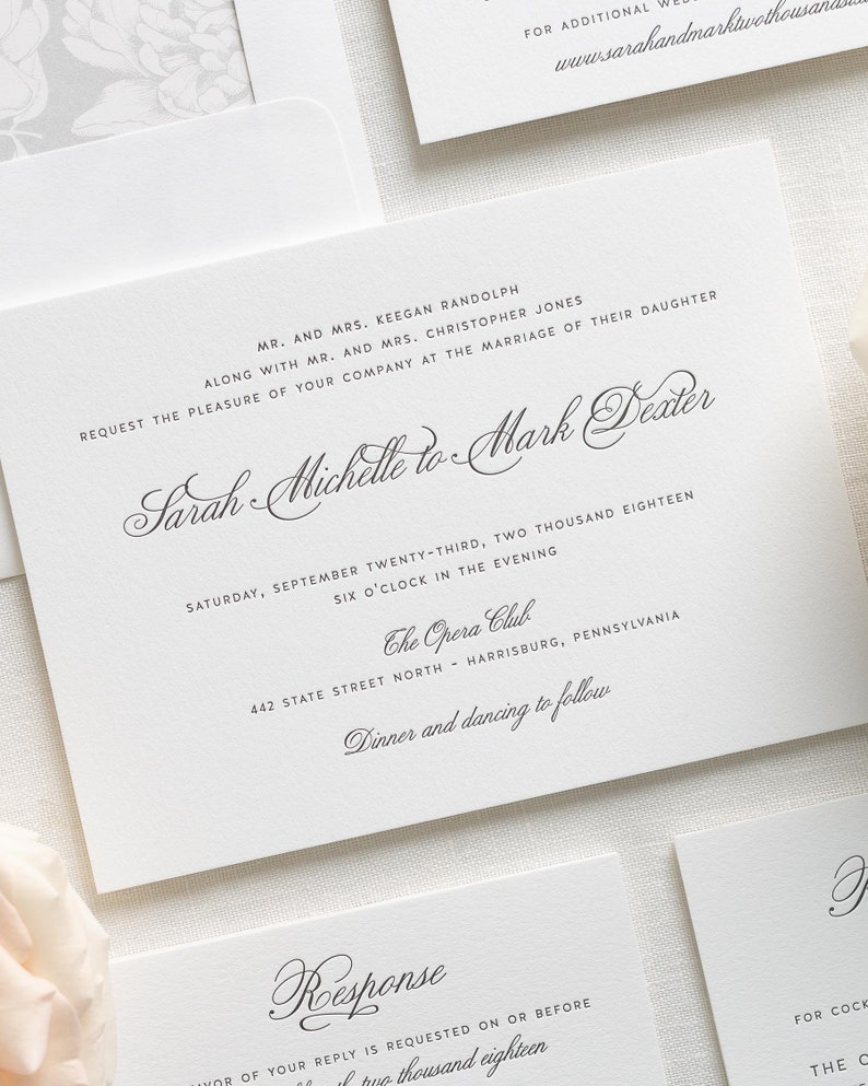 1940s Letterpress Wedding Invitations Deposit