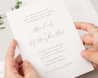 Calligraphy Wedding Invitations: Custom Printed, Elegant Design