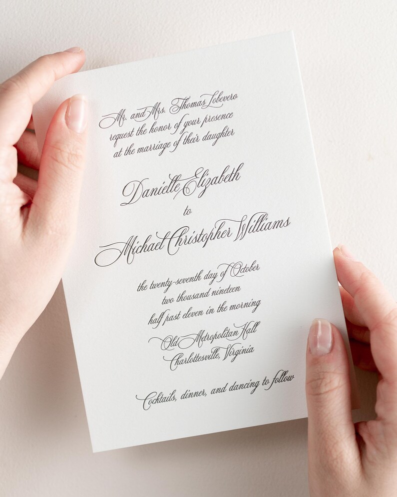 Danielle Letterpress Wedding Invitations Sample Etsy