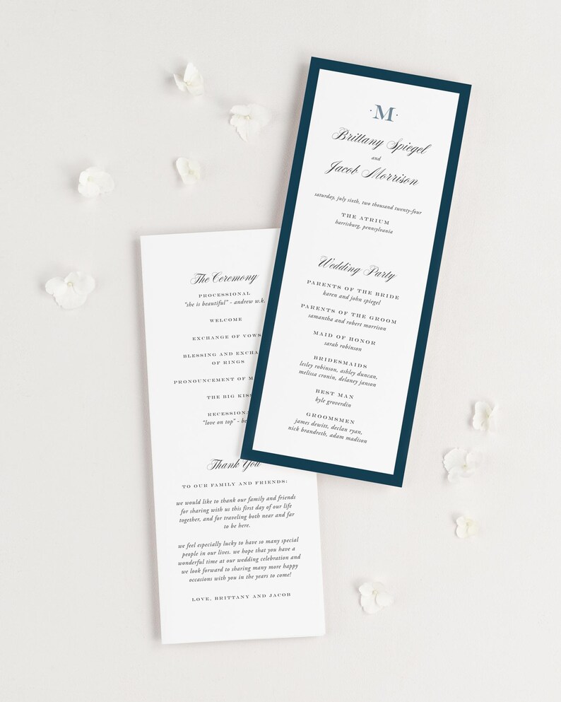 Upscale Monogram Wedding Programs Deposit Ceremony Program Event Program Booklet Program Square Program Flat Program image 4